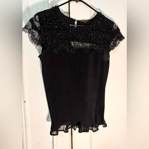 Vineet bahl Elegant Black Lace Embellished Top size S